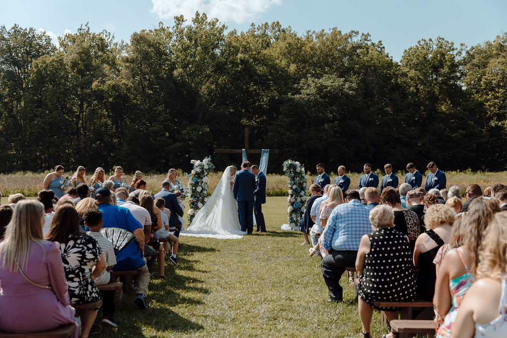Outdoor wedding ceremony on Montgomery Creek Ranch
